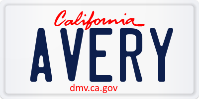 CA license plate AVERY