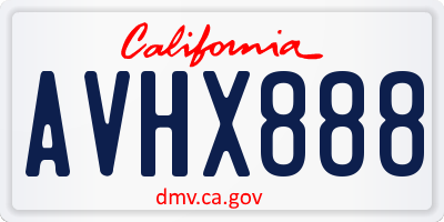 CA license plate AVHX888