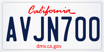 CA license plate AVJN700