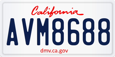 CA license plate AVM8688