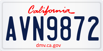 CA license plate AVN9872