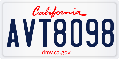 CA license plate AVT8098