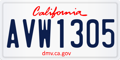 CA license plate AVW1305