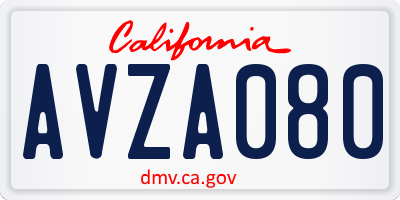 CA license plate AVZA080