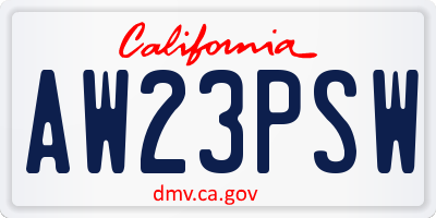 CA license plate AW23PSW