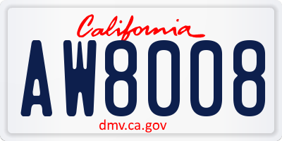 CA license plate AW8008