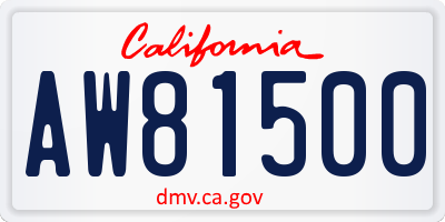 CA license plate AW81500