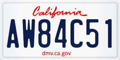 CA license plate AW84C51