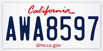 CA license plate AWA8597