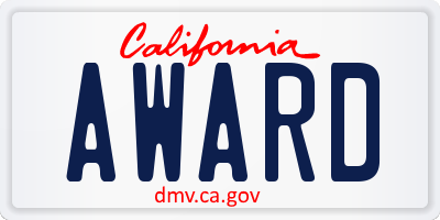 CA license plate AWARD