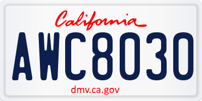 CA license plate AWC8030