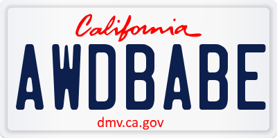 CA license plate AWDBABE