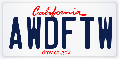 CA license plate AWDFTW