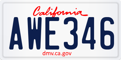 CA license plate AWE346