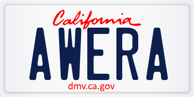 CA license plate AWERA