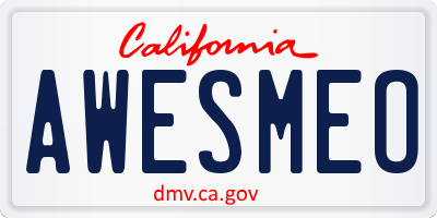 CA license plate AWESMEO