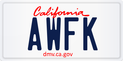 CA license plate AWFK