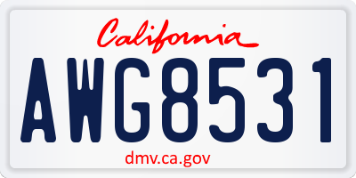 CA license plate AWG8531