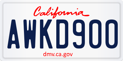 CA license plate AWKD900