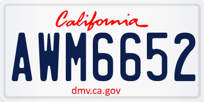 CA license plate AWM6652