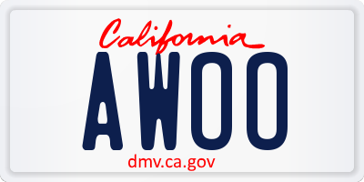 CA license plate AWOO