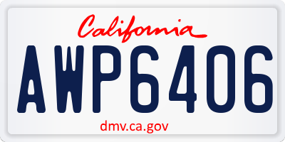 CA license plate AWP6406