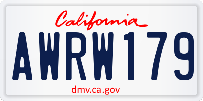 CA license plate AWRW179