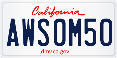 CA license plate AWS0M50