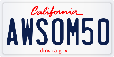 CA license plate AWSOM50