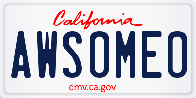 CA license plate AWSOMEO