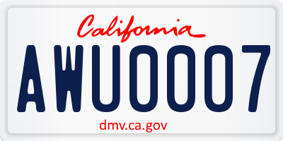 CA license plate AWU0007