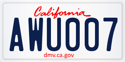 CA license plate AWU007