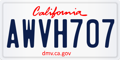 CA license plate AWVH707