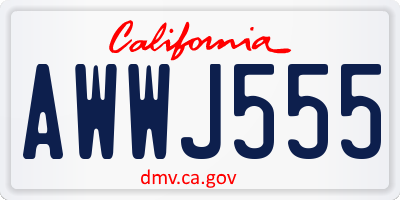 CA license plate AWWJ555