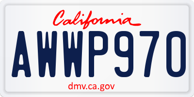 CA license plate AWWP970