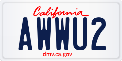 CA license plate AWWU2