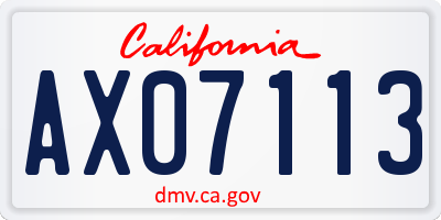 CA license plate AX07113