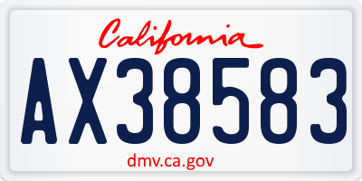 CA license plate AX38583