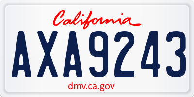 CA license plate AXA9243