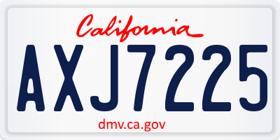 CA license plate AXJ7225