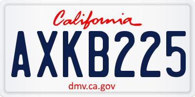 CA license plate AXKB225