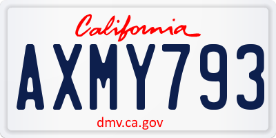 CA license plate AXMY793