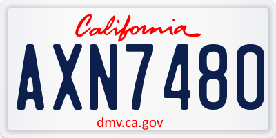 CA license plate AXN7480