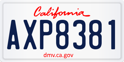 CA license plate AXP8381