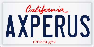 CA license plate AXPERUS