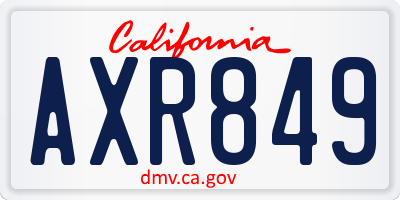 CA license plate AXR849