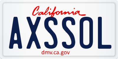 CA license plate AXSSOL