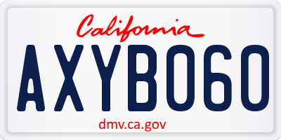 CA license plate AXYB060