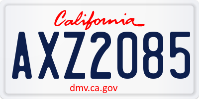 CA license plate AXZ2085