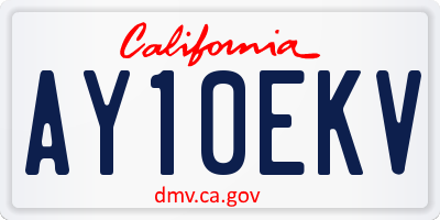 CA license plate AY10EKV